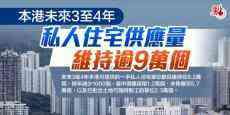 本港未来3至4年私人住宅供应量维持逾9万个