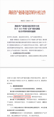 2023年度全省“五好”园区出炉 衡阳高新区挺进全省十强